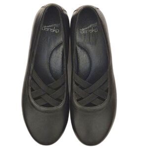 Dansko Tilda Clogs Shoes 38 or 7.5 - 8 Black Leather Crisscross Strappy Slip On